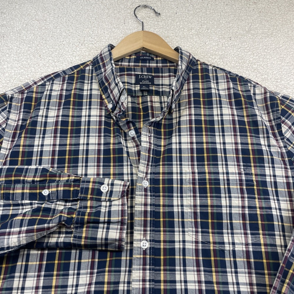 J.Crew Button Down Mens XL Multi Plaid Flex Washed Classic Fit Long Sleeve Shirt